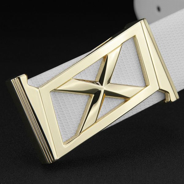 x men's leather smooth plate buckle white boys' korean pants belt letter, Black;brown
x men's leather smooth plate buckle white boys' korean pants belt letter, Black;brown