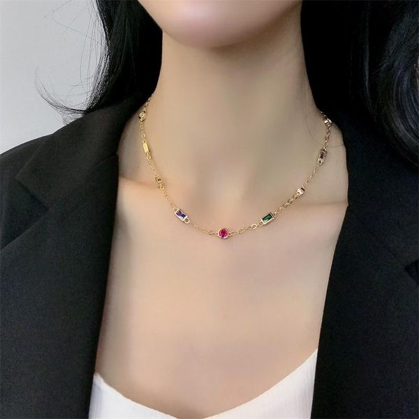 chokers 2121 fashion trendy women's neck chain european and american colored glass stone pendant temperament rainbow necklace gift, Golden;silver
chokers 2121 fashion trendy women's neck chain european and american colored glass stone pendant temperament rainbow necklace gift, Golden;silver