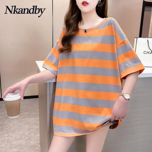 women's t-shirt nkandby large size summer women cotton classic stripe short sleeve loose t shirt simple basic feminine, White
women's t-shirt nkandby large size summer women cotton classic stripe short sleeve loose t shirt simple basic feminine, White