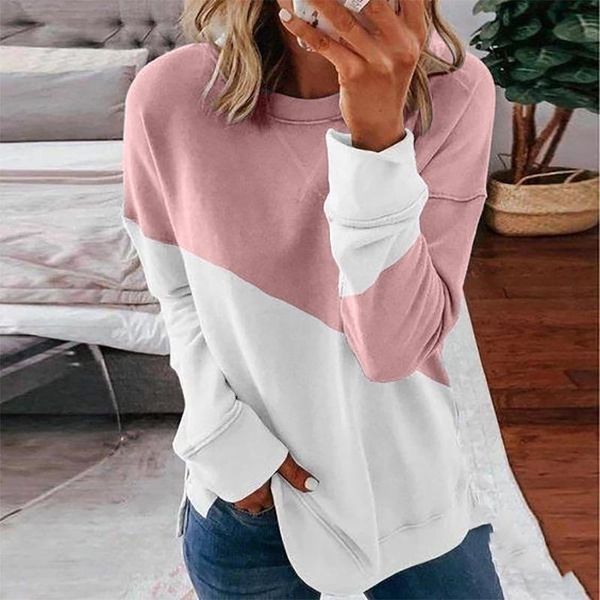 women's t-shirt women fashion o neck long sleeve colorblock patchwork big lady low high hem casual loose streetwear plus size, White
women's t-shirt women fashion o neck long sleeve colorblock patchwork big lady low high hem casual loose streetwear plus size, White