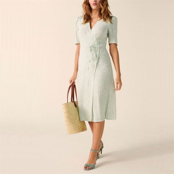 summer women's dress casual flower printed v-neck short-sleeved button decoration slim vestidos 210430, Black;gray
summer women's dress casual flower printed v-neck short-sleeved button decoration slim vestidos 210430, Black;gray
