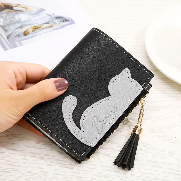 women cute cat wallet small zipper girl brand designed pu leather coin purse card holder billetera, Red;black
women cute cat wallet small zipper girl brand designed pu leather coin purse card holder billetera, Red;black