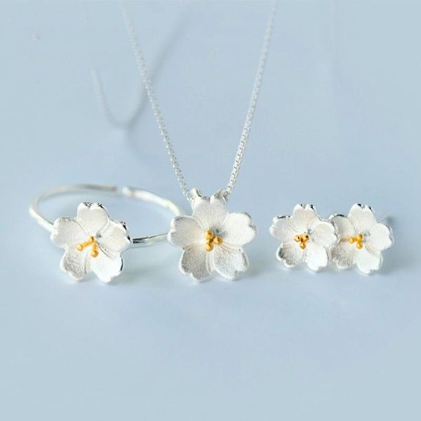 earrings & necklace cute female flower wedding jewelry set charm gold silver color stud for women bridal chain open ring
earrings & necklace cute female flower wedding jewelry set charm gold silver color stud for women bridal chain open ring