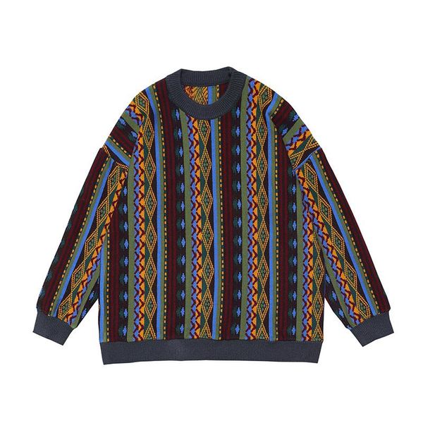 men's sweaters retro rhombus print color block knitted mens and womens high street casual round neck pullover oversize sweater, White;black
men's sweaters retro rhombus print color block knitted mens and womens high street casual round neck pullover oversize sweater, White;black