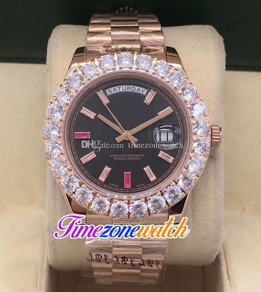 44mm day date a2813 automatic mens watch rose gold big diamond bezel black dial diamonds stick markers stainless steel bracelet watches time, Slivery;brown
44mm day date a2813 automatic mens watch rose gold big diamond bezel black dial diamonds stick markers stainless steel bracelet watches time, Slivery;brown