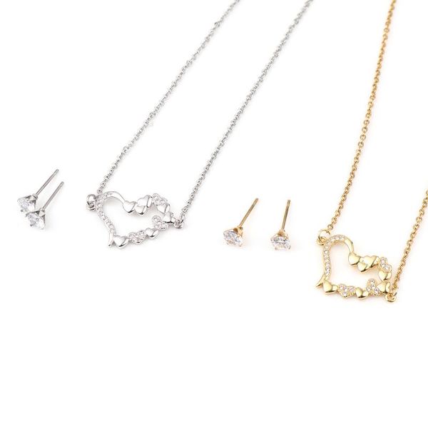 earrings & necklace 1 set stainless steel copper heart series valentine's day gift jewelry round clear cubic zirconia charms, Silver
earrings & necklace 1 set stainless steel copper heart series valentine's day gift jewelry round clear cubic zirconia charms, Silver