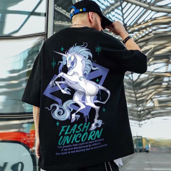 unicorn design men's hip hop t-shirt comfortable breathable fashion street style daily travel home party, White;black