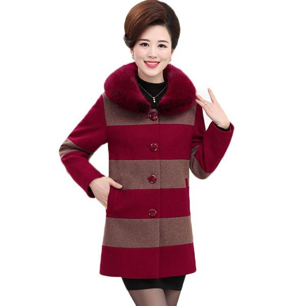 women's wool & blends autumn winter jacket women woolen coat middle-aged mother clothes striped single-breasted plus size 5xl y209, Black
women's wool & blends autumn winter jacket women woolen coat middle-aged mother clothes striped single-breasted plus size 5xl y209, Black