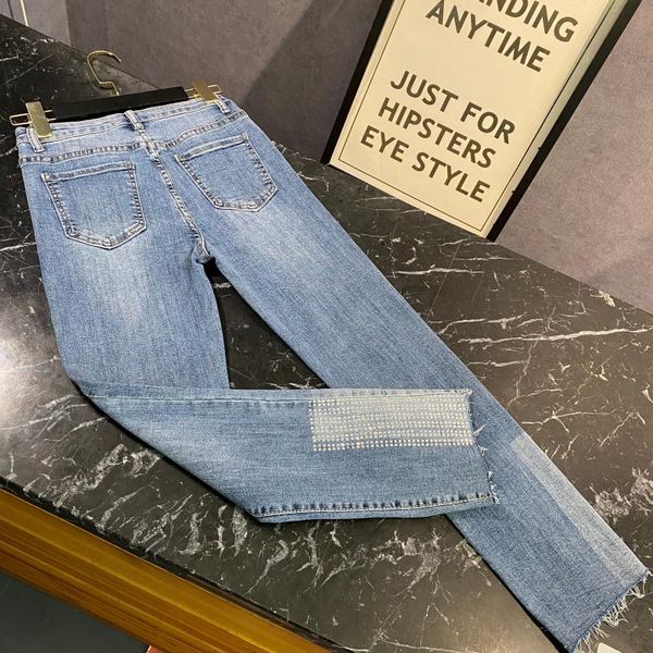 women's jeans 2021 rhinestone trousers color matching edge elastic slim pencil women 0502, Blue
women's jeans 2021 rhinestone trousers color matching edge elastic slim pencil women 0502, Blue