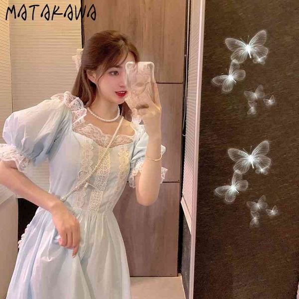 matakawa blue puff sleeve woman dress sweet v-neck lace stitching vestido feminino short sleeve dresses for women long robe 210513, Black;gray
matakawa blue puff sleeve woman dress sweet v-neck lace stitching vestido feminino short sleeve dresses for women long robe 210513, Black;gray