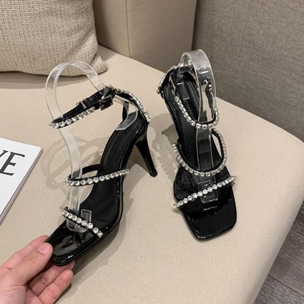 sandals fashion women rhinestone stiletto high heels crystal ankle strap sandalias elegant square toe ladies wedding shoe imbs, Black
sandals fashion women rhinestone stiletto high heels crystal ankle strap sandalias elegant square toe ladies wedding shoe imbs, Black
