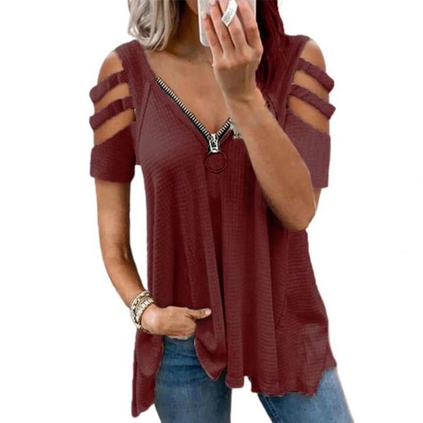 plus size women t-shirt solid color short sleeve zipper v-neck hollow cotton blend t-shirts summer t shirt women's, White
plus size women t-shirt solid color short sleeve zipper v-neck hollow cotton blend t-shirts summer t shirt women's, White