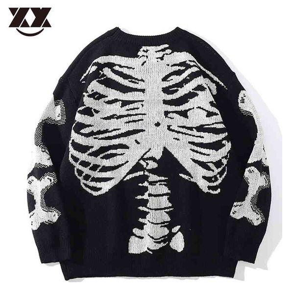back skull print knitted sweater men women fashion harajuku loose vintage oversized autumn streetwear retro pullover unisex, Black
back skull print knitted sweater men women fashion harajuku loose vintage oversized autumn streetwear retro pullover unisex, Black