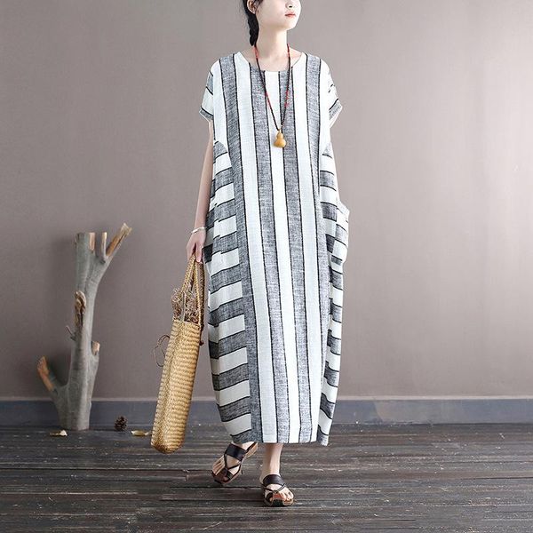 party dresses johnature women striped patchwork pockets o-neck short sleeve robes 2021 summer cotton vintage loose dress, White;black
party dresses johnature women striped patchwork pockets o-neck short sleeve robes 2021 summer cotton vintage loose dress, White;black