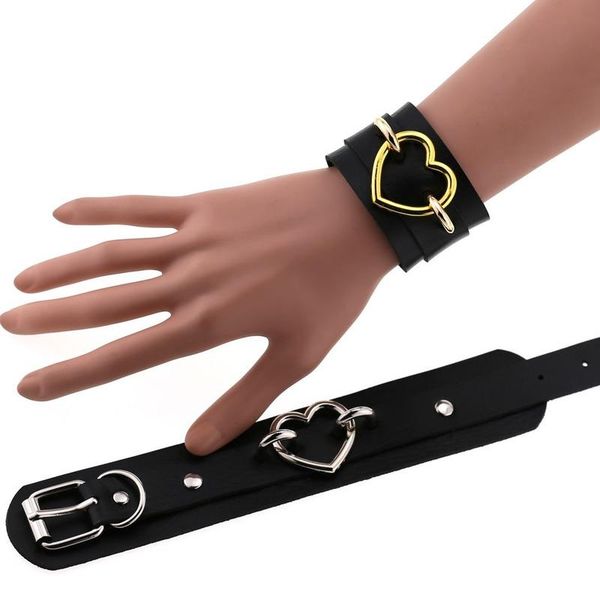 charm bracelets punk rock gothic wide cuff leather bracelet bangle 2021 fashion gold metal heart for women men jewelry, Golden;silver
charm bracelets punk rock gothic wide cuff leather bracelet bangle 2021 fashion gold metal heart for women men jewelry, Golden;silver