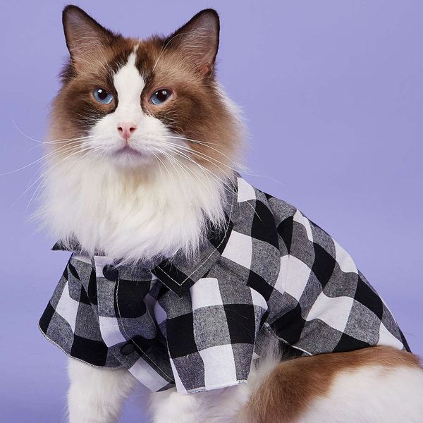 summer tide brand pet plaid casual breathable shirt cat and dog clothes