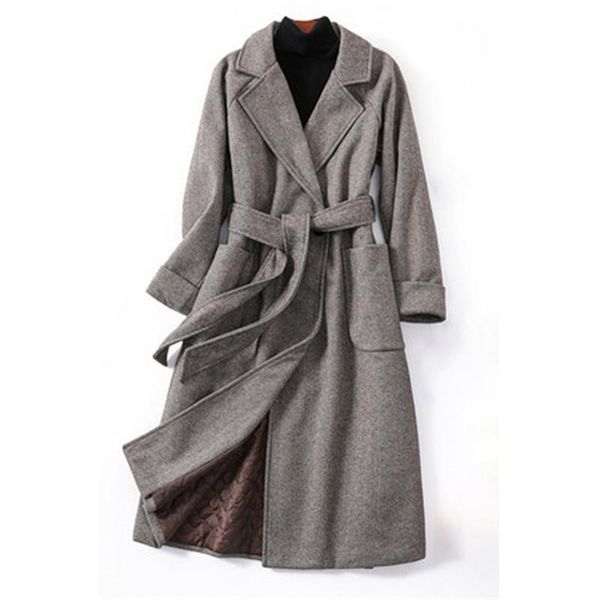 women's wool & blends 2021 elegant coat female spring autumn long jacket herringbone blend ladies winter coats women abrigos mujer xa24, Black
women's wool & blends 2021 elegant coat female spring autumn long jacket herringbone blend ladies winter coats women abrigos mujer xa24, Black