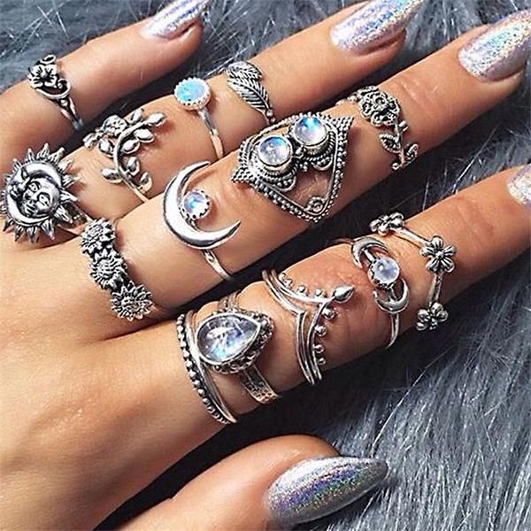 cluster rings modyle trendy boho midi knuckle ring set for women crystal flower sunflower moon sun finger fashion bohemian jewelry, Golden;silver
cluster rings modyle trendy boho midi knuckle ring set for women crystal flower sunflower moon sun finger fashion bohemian jewelry, Golden;silver
