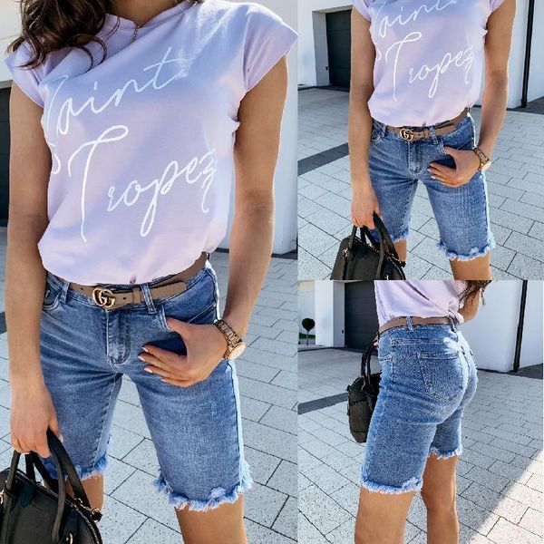 women's jeans women summer street hipsters straight wash made old high waist frayed pockets cotton denim five-point pants, Blue
women's jeans women summer street hipsters straight wash made old high waist frayed pockets cotton denim five-point pants, Blue