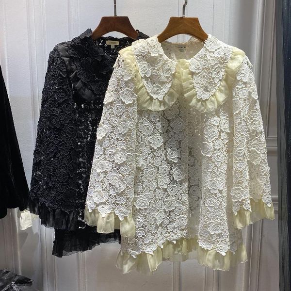 women's trench coats hollow out lace embroidery loose coat european station 2021 splicing organza long, Tan;black
women's trench coats hollow out lace embroidery loose coat european station 2021 splicing organza long, Tan;black