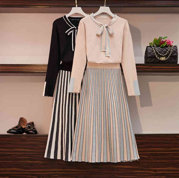 skirt autumn winter korean casual knitted 2 women sweater pullover + striped pleated long suits two piece set qtx4, Black
skirt autumn winter korean casual knitted 2 women sweater pullover + striped pleated long suits two piece set qtx4, Black