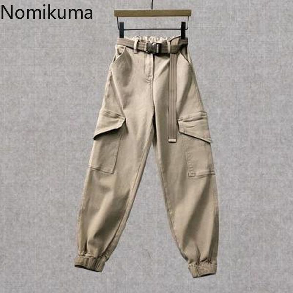 nomikuma autumn new cargo pants belt stretch high waist ankle trousers causal solid pockets harem pants feminimos 6c004 210427, Black;white
nomikuma autumn new cargo pants belt stretch high waist ankle trousers causal solid pockets harem pants feminimos 6c004 210427, Black;white