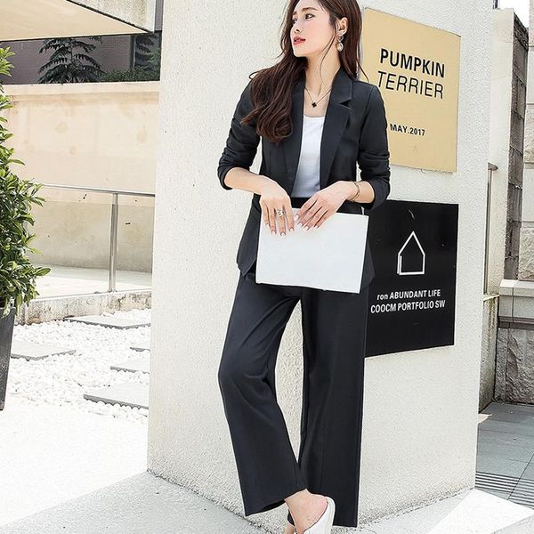 women's suits & blazers work pant for women one button blazer jacket elastic waist wide leg pants casual 2 pieces ol sets female 2021, White;black
women's suits & blazers work pant for women one button blazer jacket elastic waist wide leg pants casual 2 pieces ol sets female 2021, White;black