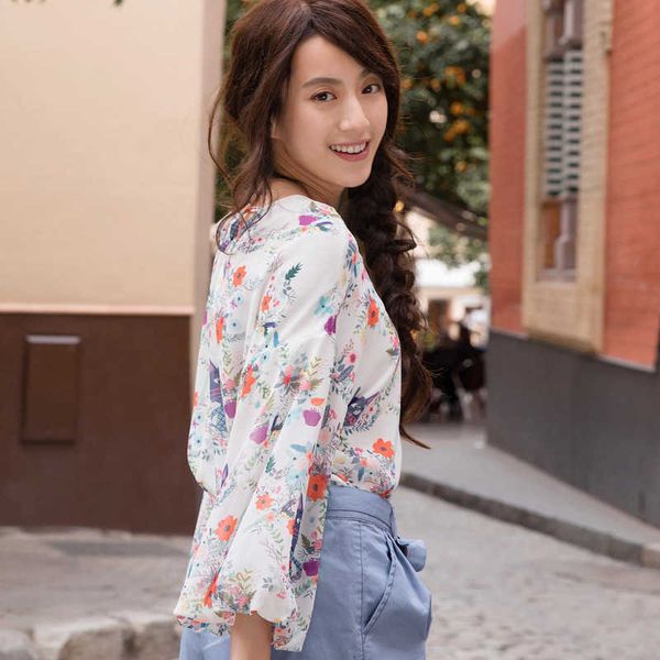 women's blouses & shirts blouses summer both front back pure and fresh printing loose lantern sleeve chiffon blouse 88gi, White
women's blouses & shirts blouses summer both front back pure and fresh printing loose lantern sleeve chiffon blouse 88gi, White