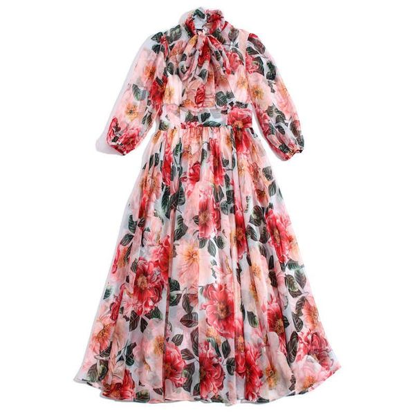 party dresses 21 spring summer dress retro red camellia flower print bow tie holiday leisure elegant mid-length chiffon fashion vestidos, White;black
party dresses 21 spring summer dress retro red camellia flower print bow tie holiday leisure elegant mid-length chiffon fashion vestidos, White;black