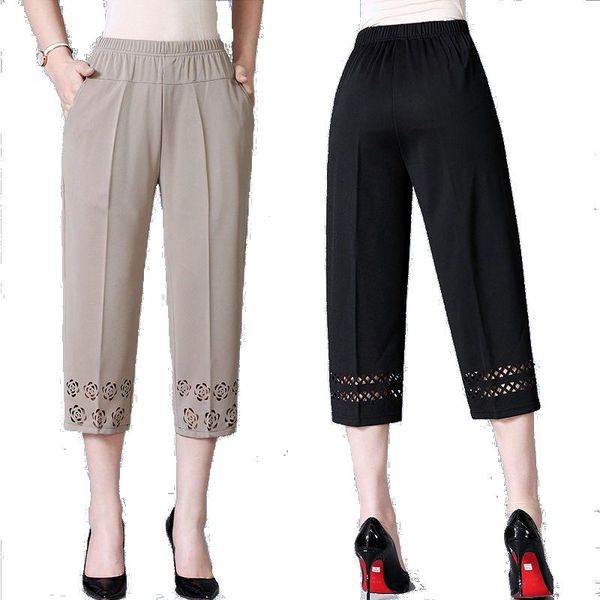 women's pants & capris summer thin section middle-aged and elderly casual large size cropped loose high waist elastic, Black;white
women's pants & capris summer thin section middle-aged and elderly casual large size cropped loose high waist elastic, Black;white