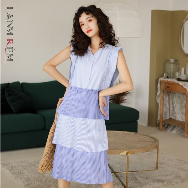 women dress pleated striped sleeveless button v-neck temperament loose fit fashion tide summer 2h816 210507, Black;gray
women dress pleated striped sleeveless button v-neck temperament loose fit fashion tide summer 2h816 210507, Black;gray