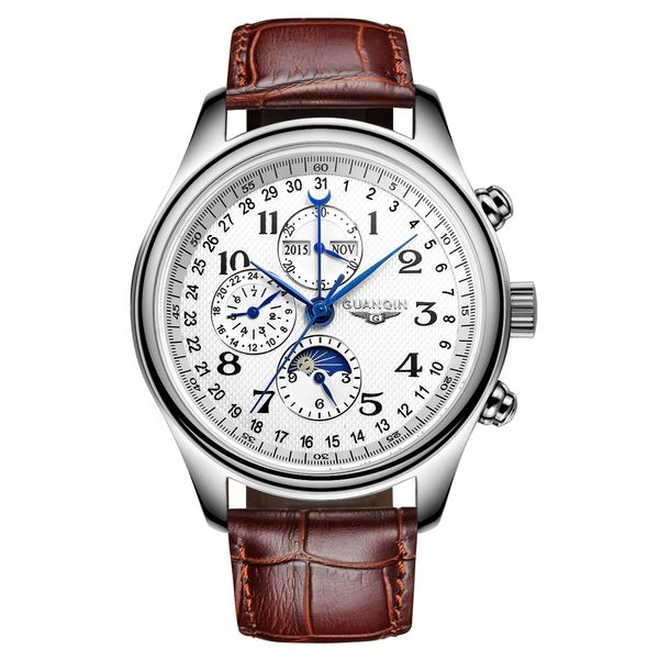 guanqin relogio masculino automatic sapphire mechanical men watch waterproof calendar leather wristwatch otomatik erkek saatg, Slivery;brown
guanqin relogio masculino automatic sapphire mechanical men watch waterproof calendar leather wristwatch otomatik erkek saatg, Slivery;brown