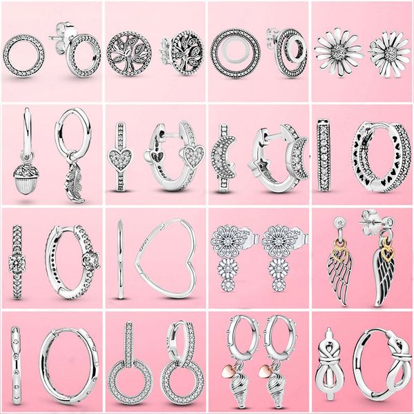 925 sterling silver daisy flower family tree hoop u & heart stud earrings for women fashion jewelry engagement party, Golden;silver
925 sterling silver daisy flower family tree hoop u & heart stud earrings for women fashion jewelry engagement party, Golden;silver