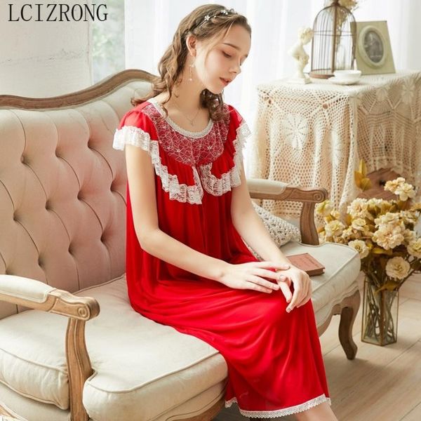 women's sleepwear 2021 summer red nightgown women lady spring lace gauze sleeping nightdress female princess nightgowns comfortable, Black;red
women's sleepwear 2021 summer red nightgown women lady spring lace gauze sleeping nightdress female princess nightgowns comfortable, Black;red