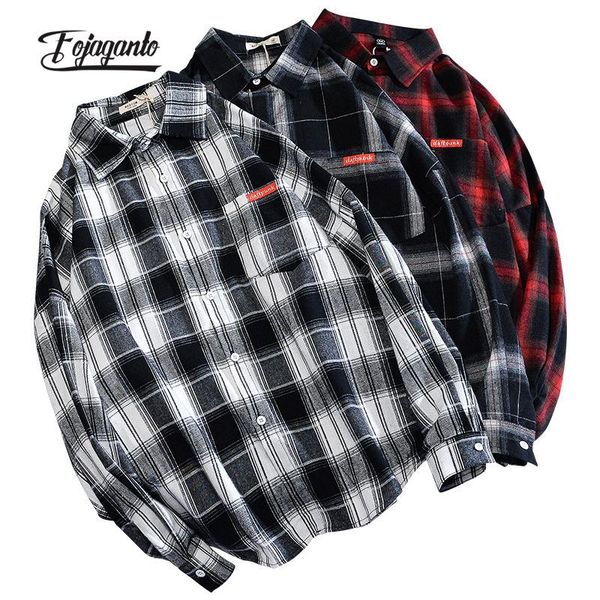men's casual shirts fojaganto plaid shirt spring and summer korean trend of long-sleeved jacket loose wild man, White;black
men's casual shirts fojaganto plaid shirt spring and summer korean trend of long-sleeved jacket loose wild man, White;black