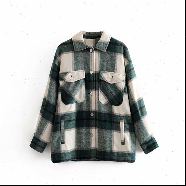women shirts vintage stylish plaid pockets button tweed blouse autumn fashion thick casual blusas mujer, White
women shirts vintage stylish plaid pockets button tweed blouse autumn fashion thick casual blusas mujer, White