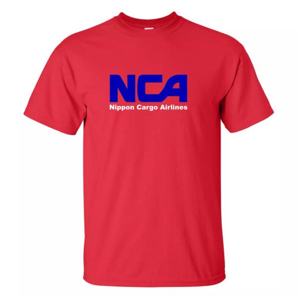Nippon Cargo Airline NCA Airline Red Blue White Cotton T-shirt, White;black