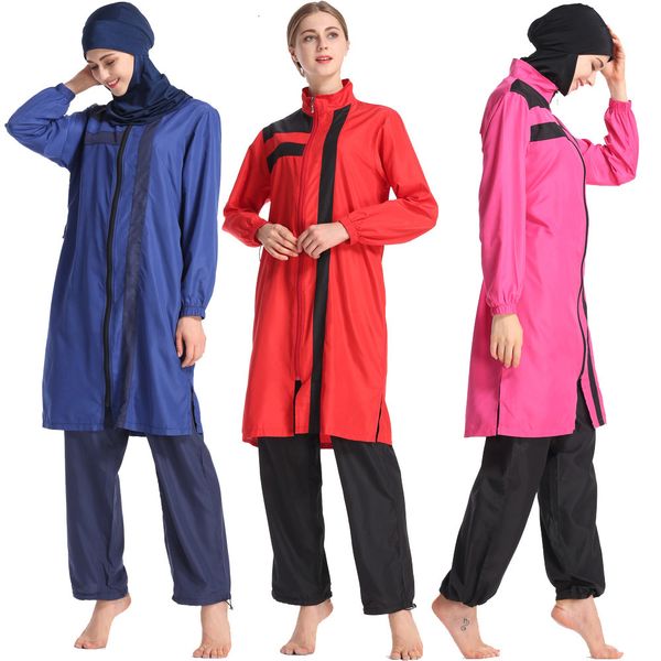 ethnic clothing three piece women islam zipper long sleeve modest muslim swimwear plus size hijab full cover islamic swimsuit beac, Red
ethnic clothing three piece women islam zipper long sleeve modest muslim swimwear plus size hijab full cover islamic swimsuit beac, Red