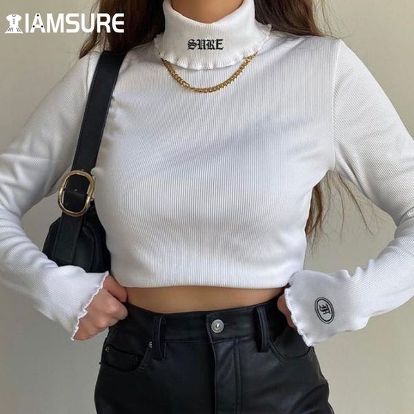 women's t-shirt iamsure turtleneck white t-shirts long sleeve tees women 2021 slim crop casual streetwear autumn winter character embro
women's t-shirt iamsure turtleneck white t-shirts long sleeve tees women 2021 slim crop casual streetwear autumn winter character embro