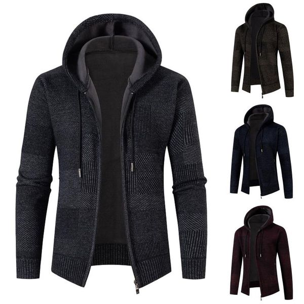 men's wool & blends winter jacket fashion men thick long sleeved plus velvet zipper hooded sweater cardigan chaqueta de hombre 2021 #01, Black
men's wool & blends winter jacket fashion men thick long sleeved plus velvet zipper hooded sweater cardigan chaqueta de hombre 2021 #01, Black