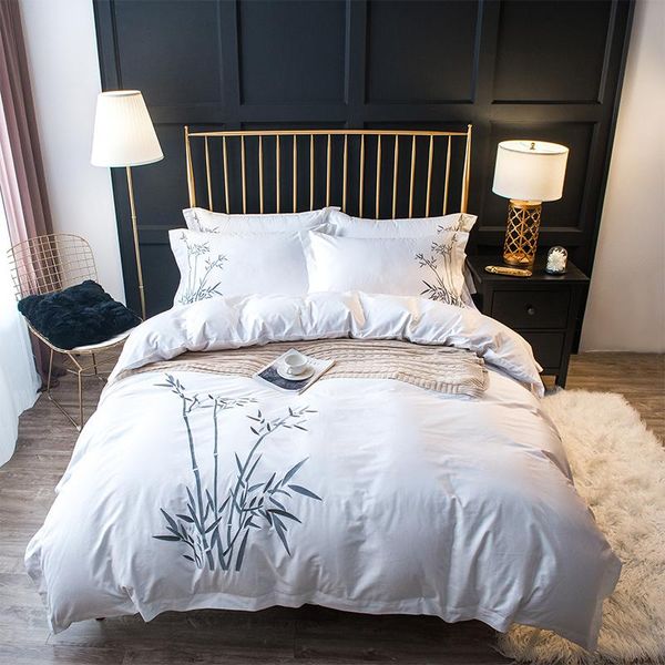 gray white duvet cover set bamboo leaves embroidered on egyptian cotton bedding bed sheet pillow shams king size 4pcs sets
gray white duvet cover set bamboo leaves embroidered on egyptian cotton bedding bed sheet pillow shams king size 4pcs sets