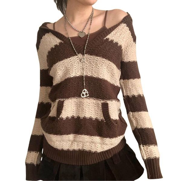 women's sweaters women 2021 striped hooded v-neck jumpers vintage long sleeve pocket casual loose academic knitwear retro clothing fall, White;black
women's sweaters women 2021 striped hooded v-neck jumpers vintage long sleeve pocket casual loose academic knitwear retro clothing fall, White;black