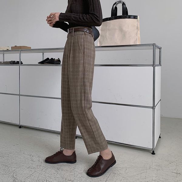 women's pants & capris 2021 autumn winter vintage plaid korean style office ladies retro trousers suit female, Black;white
women's pants & capris 2021 autumn winter vintage plaid korean style office ladies retro trousers suit female, Black;white