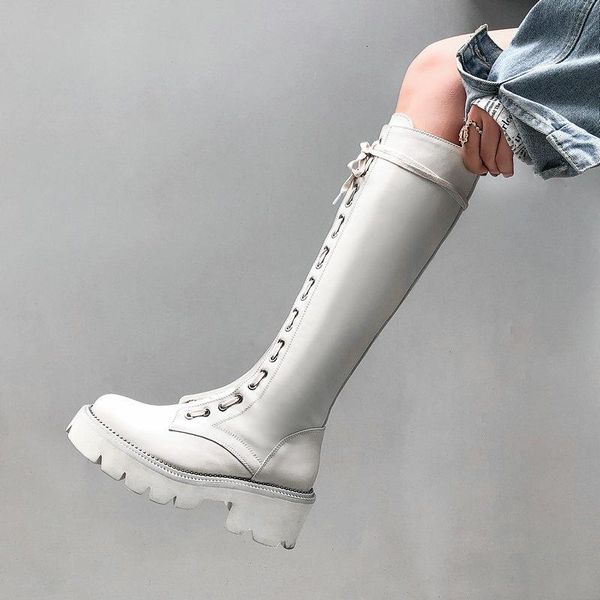 boots genuine leather women knee high winter platform female chunky heels party night club lace up shoes woman, Black
boots genuine leather women knee high winter platform female chunky heels party night club lace up shoes woman, Black