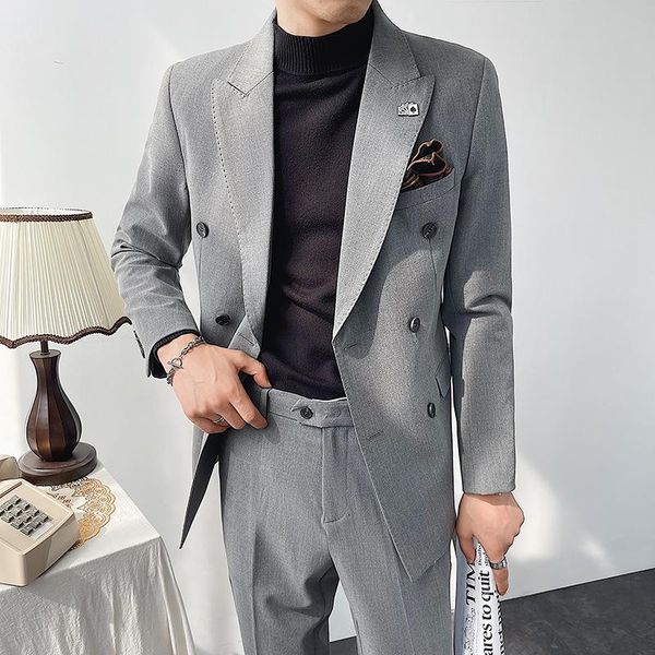 men's suits & blazers oimg casual suit business two-piece british style solid color double-breasted, White;black
men's suits & blazers oimg casual suit business two-piece british style solid color double-breasted, White;black