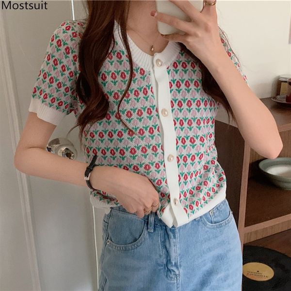 summer vintage floral knitted t-shirt women elegant short sleeve beading single-breasted tshirt outwear korean 210514, White
summer vintage floral knitted t-shirt women elegant short sleeve beading single-breasted tshirt outwear korean 210514, White