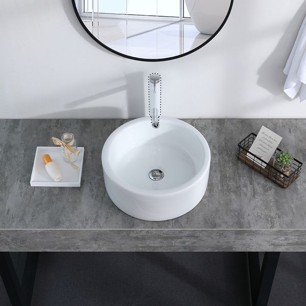 bathroom above counter round style ceramic vessel vanity sink art basin white porcelain with pop up drain ser
bathroom above counter round style ceramic vessel vanity sink art basin white porcelain with pop up drain ser