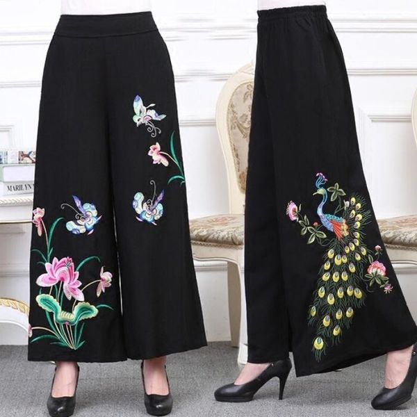 women's pants & capris women floral embroidered long spring summer cotton linen folk-custom mid-aged old wide-leg pant skirt trousers w, Black;white
women's pants & capris women floral embroidered long spring summer cotton linen folk-custom mid-aged old wide-leg pant skirt trousers w, Black;white