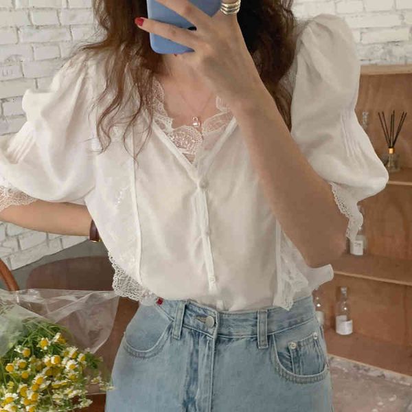 women's blouses & shirts summer women chic 2021 blouse solid femme gentle office lady lace patchwork streetwear spring ods0, White
women's blouses & shirts summer women chic 2021 blouse solid femme gentle office lady lace patchwork streetwear spring ods0, White
