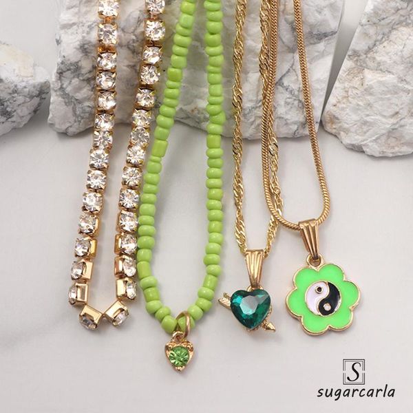 chains enamel glazed flowers yinyang crystal tennis necklace for women boho green heart charms seed beads short necklaces beach jewelry, Silver
chains enamel glazed flowers yinyang crystal tennis necklace for women boho green heart charms seed beads short necklaces beach jewelry, Silver